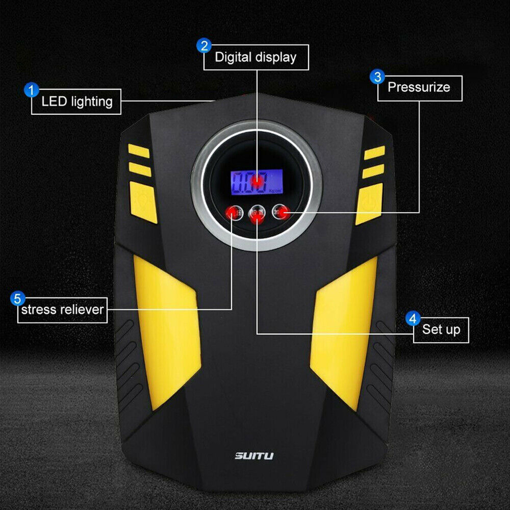 Digital Display Car Tire Inflator Portable, 12V DC Air Compressor W&LED Light — foto 5