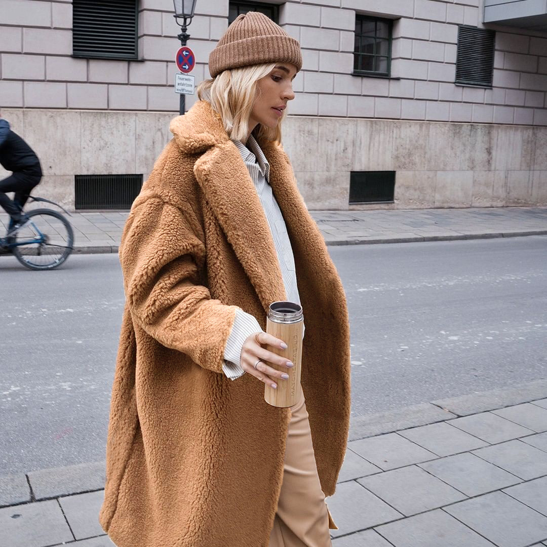 Long Sleeve Ong Faux Fur Women's Casual Coat