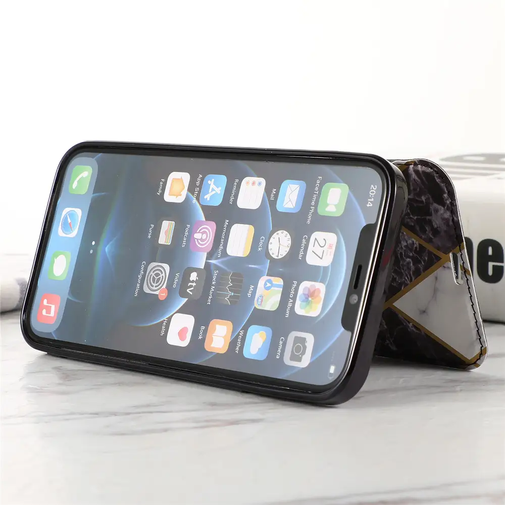 Suitable For Compatible WithIPhone Marble Stitching Flip Phone Holster Card Holder
