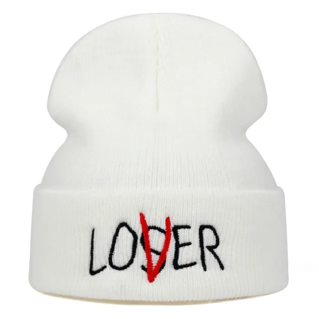 Autumn And Winter Loser Personality Embroidery Ski Knitted Hat White - Shop at LoveMi