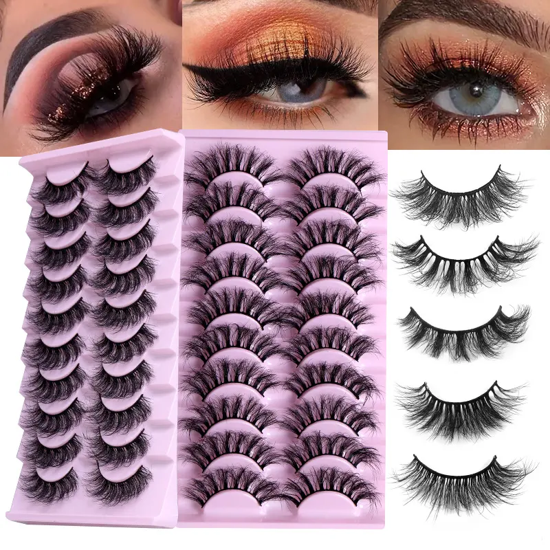 10Pairs of Natural Thick Curly Eyelashes
