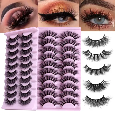 10Pairs of Natural Thick Curly Eyelashes