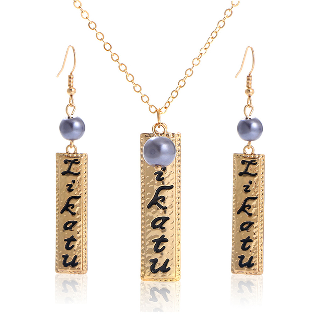 Creative Personality Letter Necklace Pendant Golden Ear Hook