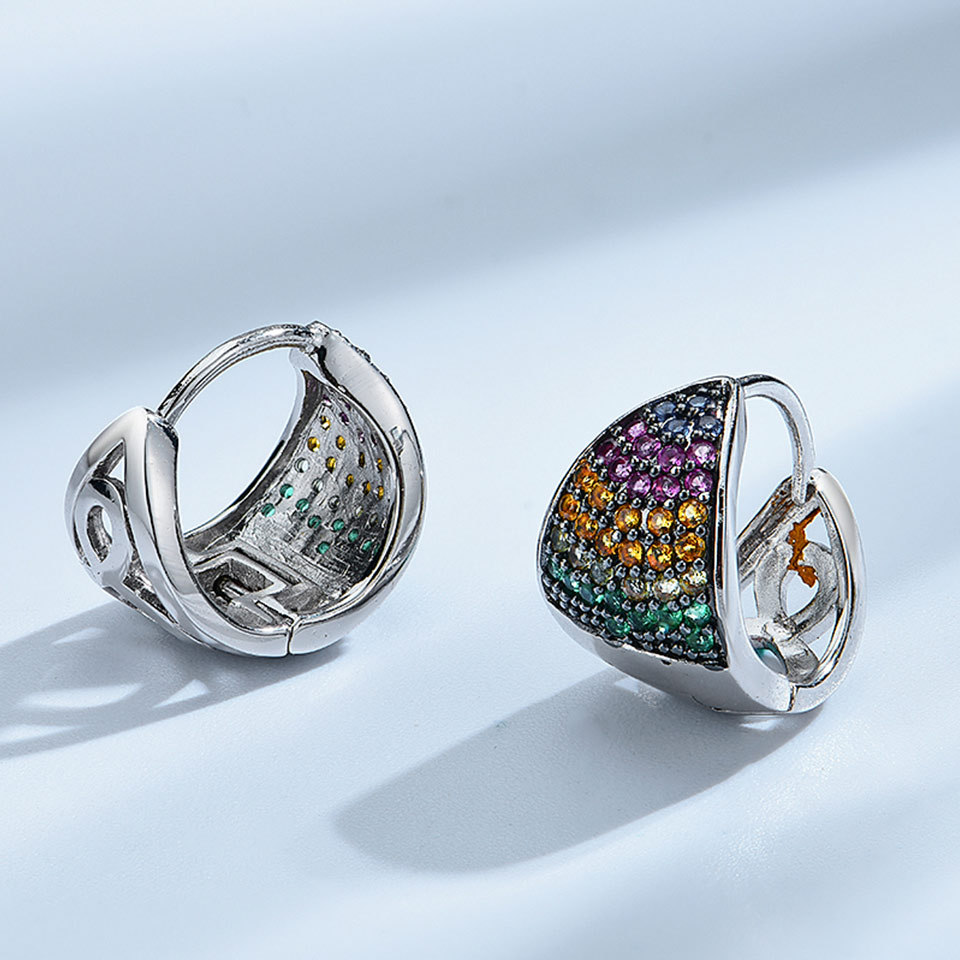 Geometric Triangle Women's Colored Stone Earrings