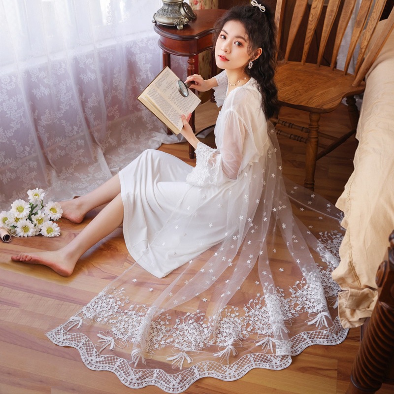 Title 5, Pure Color Lace Home Suspender Skirt Pajamas