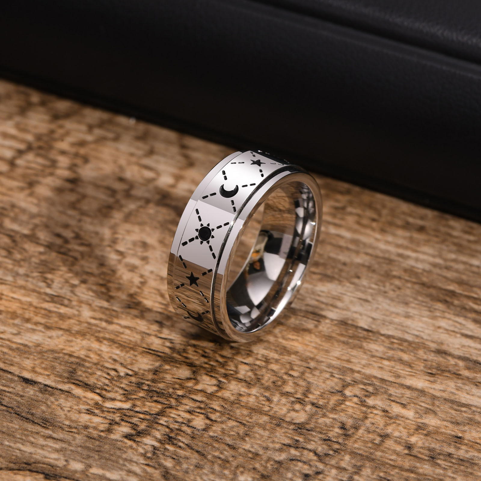 Title 2, Stainless Steel Corrosion Sun Moon Ring