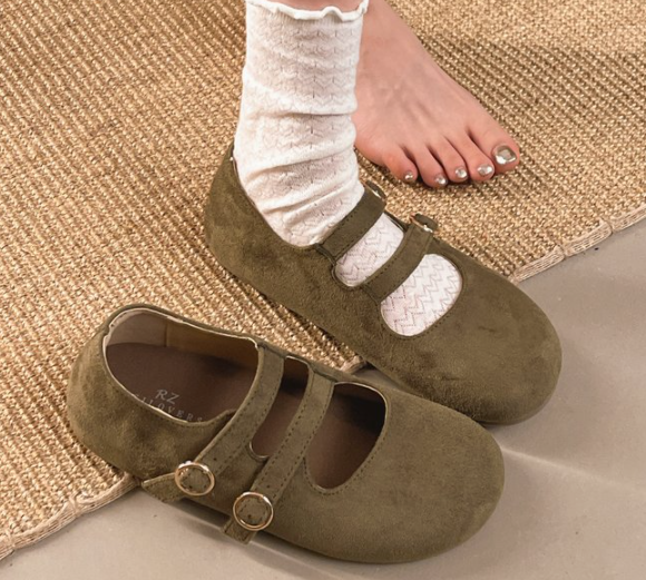 Faux Suede Mary Jane Flats, picture 2 of 3