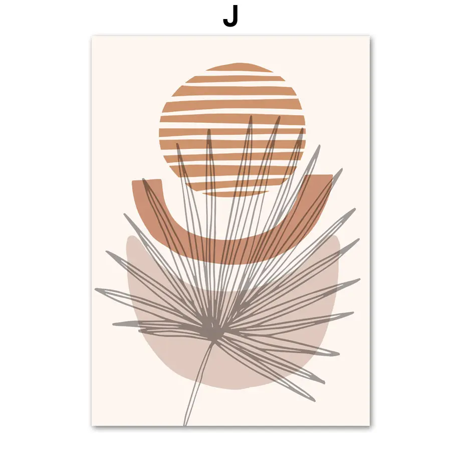 Line Leaves Geometric Abstract Boho Home Decor