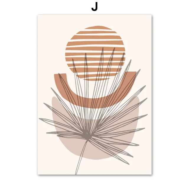 Line Leaves Geometric Abstract Boho Home Decor Painting J - Shop at LoveMi