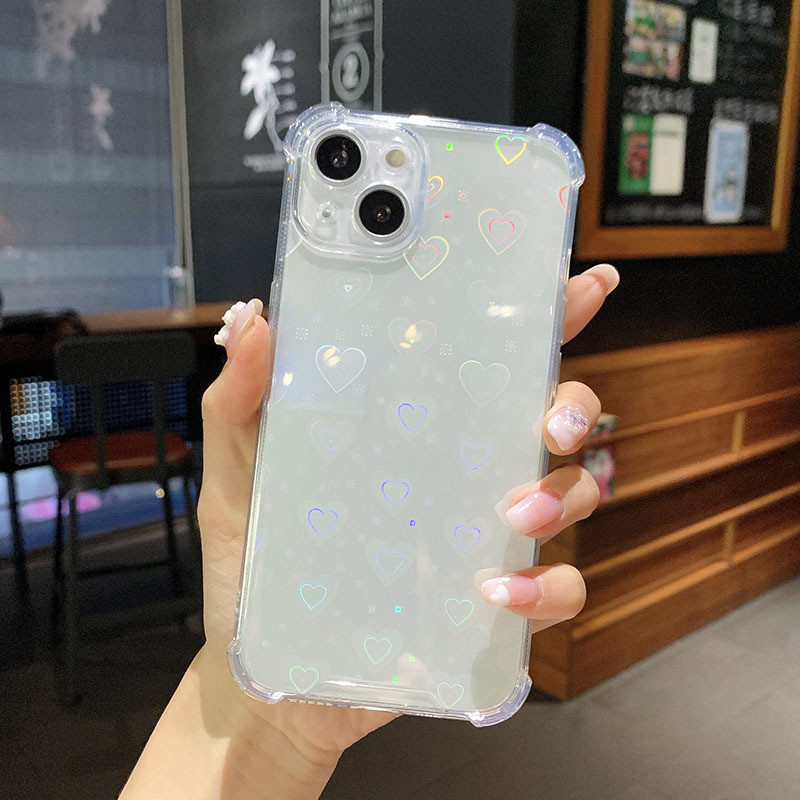 Coque de téléphone en silicone avec amour multicolore laser – orange – iPhone 7/8/SE2