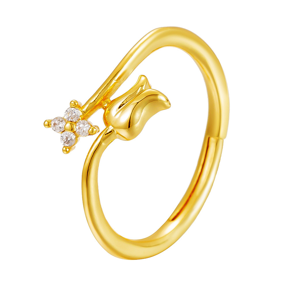 Casual Fashion Micro Inlaid Copper Ring Butterfly Star Heart Open Adjustable Ring