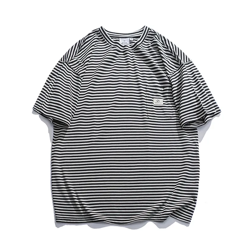Men's Loose Patch Pockets Pure Cotton Short-sleeved Summer New Wild Sea Soul Shirt Tide Tee - Style B-Xl