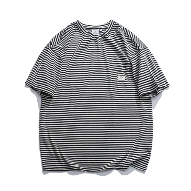 Men's Loose Patch Pockets Pure Cotton Short sleeved Summer New Wild Sea Soul Shirt Tide Tee Style B Xl - Shop at LoveMi