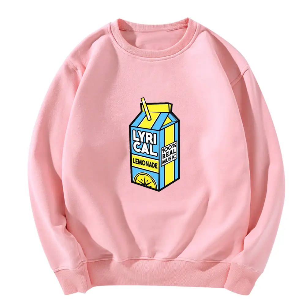 Lemon Print European And American Plus Velvet Crew Neck Sweater For Men And Women