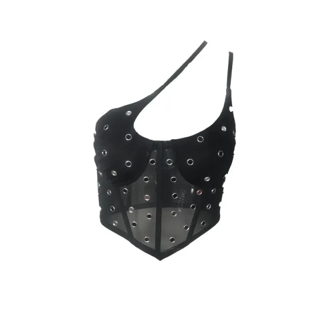 Straptype Bottoming On Neck Sexy Corset Camisole Black - Shop at LoveMi