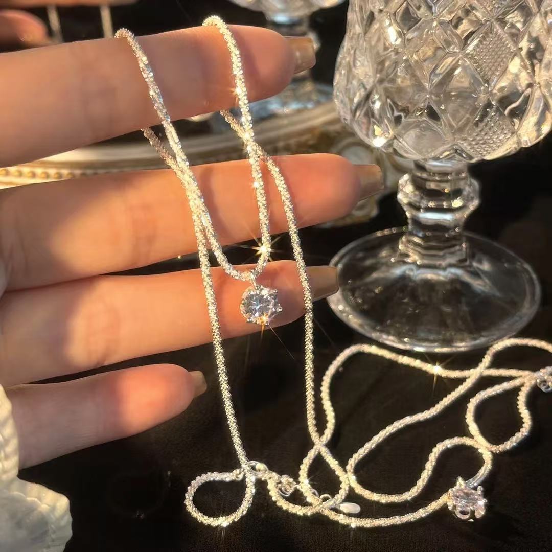 New Arrival Starry Sky Cubic Zirconia Necklace For Women, Bling Sparkling Shimmer Clavicle Chain, Light Luxury Neck Chain For Spring & Summer