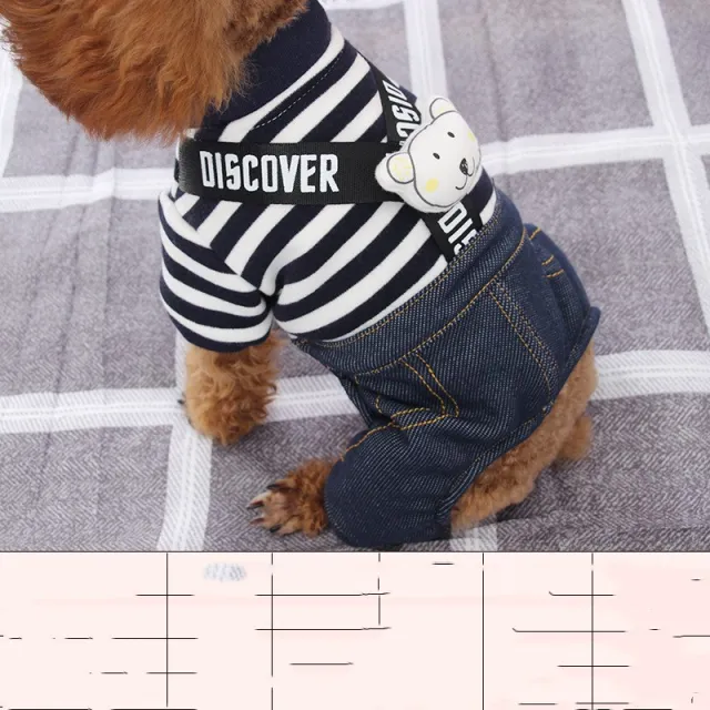 Small Dog Warm Casual Striped Strap Pants Tibetan Green White Stripe - Shop at LoveMi