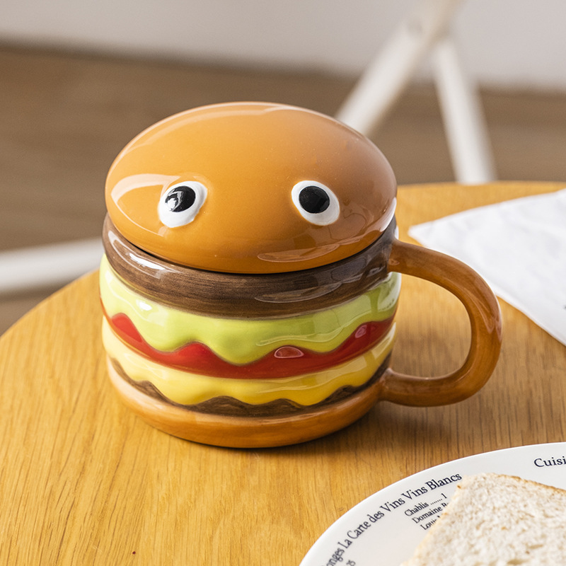 Creative Hamburger Water Cup Cute With Lid