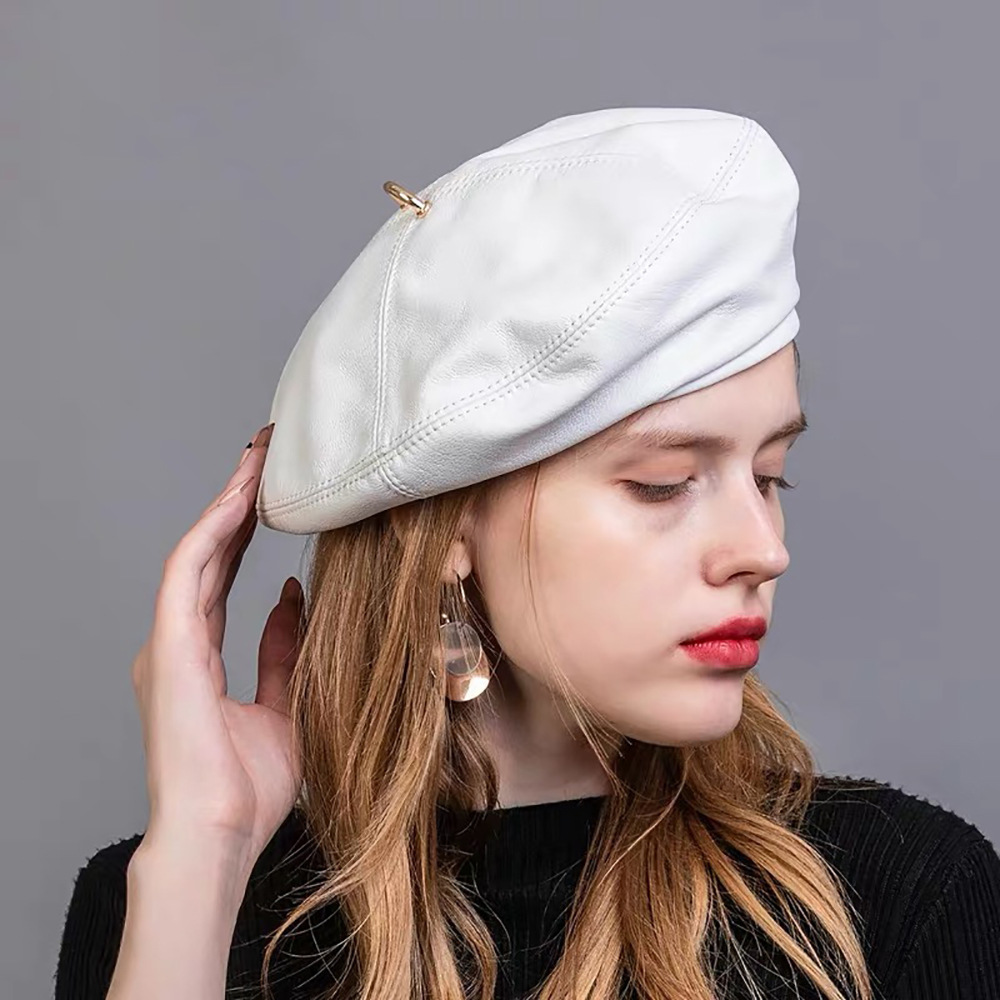 Title 2, Béret en cuir pour femme, chapeau de peintre ci...