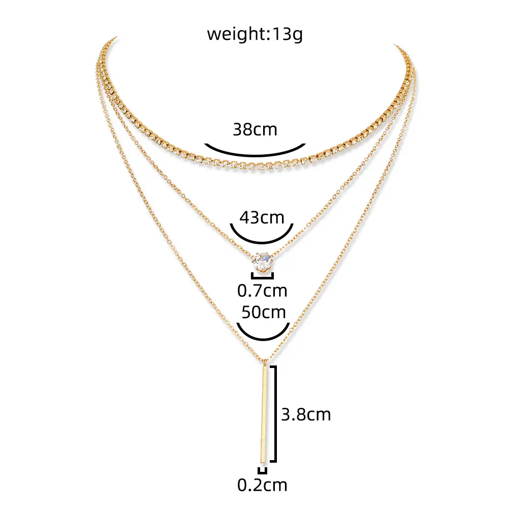 White Diamond Claw Chain Zircon multi-layer necklace