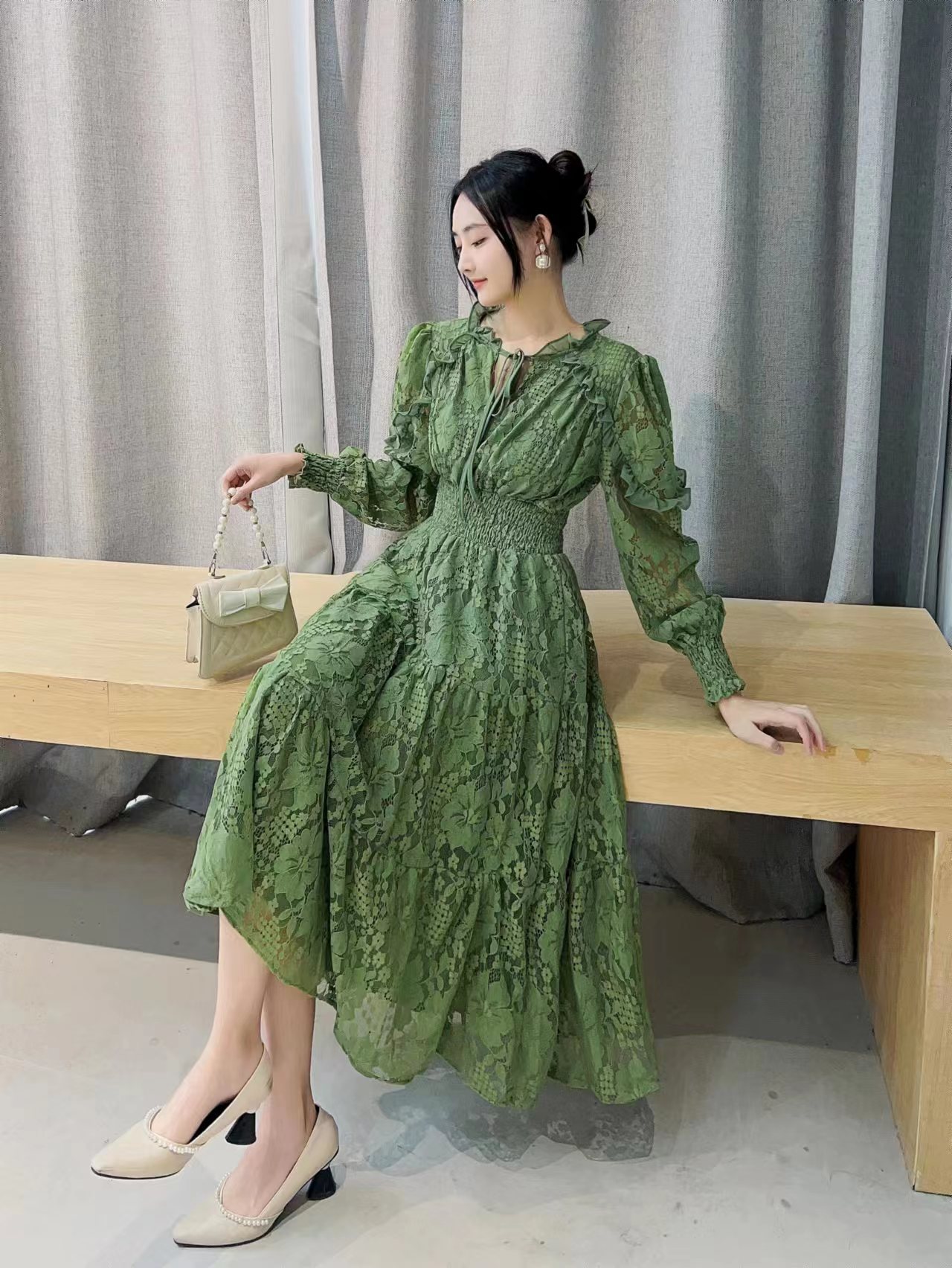 Women's Long Sleeved Lace Dress