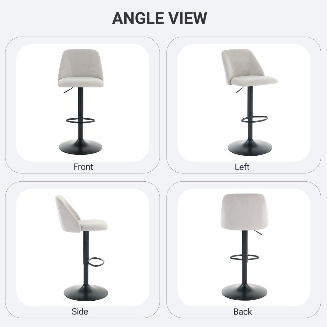 Swivel Bar Stools Upholstered Adjustable Barstools Counter Heigh For Bar, Dining Room, Set Of 1, Beige image 31