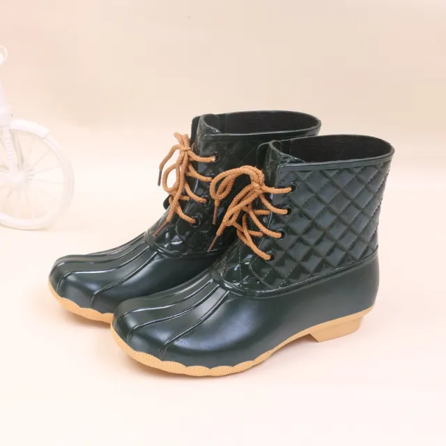 Jelly Non slip Fashion Lace up Rain Boots Green - Shop at LoveMi
