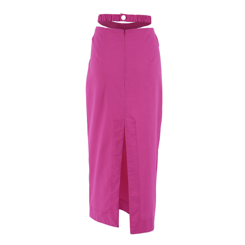 Autumn Women's High Waist Slit Cotton And Linen Slim Skirt