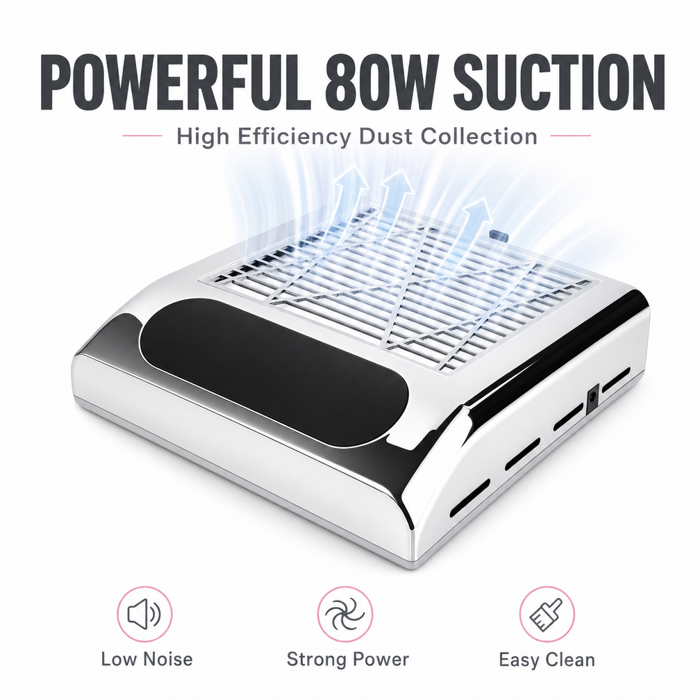 Nail Dust Collector, 80W Suction Machine, Manicure Filter Tool
