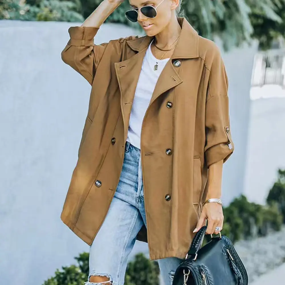 Medium Long Loose Casual Sleeve Trench Coat