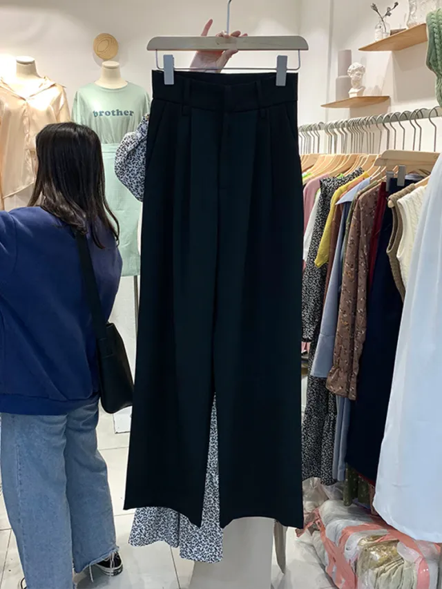Women's Casual Loose Thin High Waist Wide Leg Pants Black - Shop at LoveMi