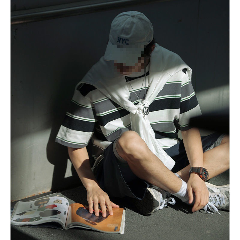 Summer Men's Striped Short Sleeved T-shirt