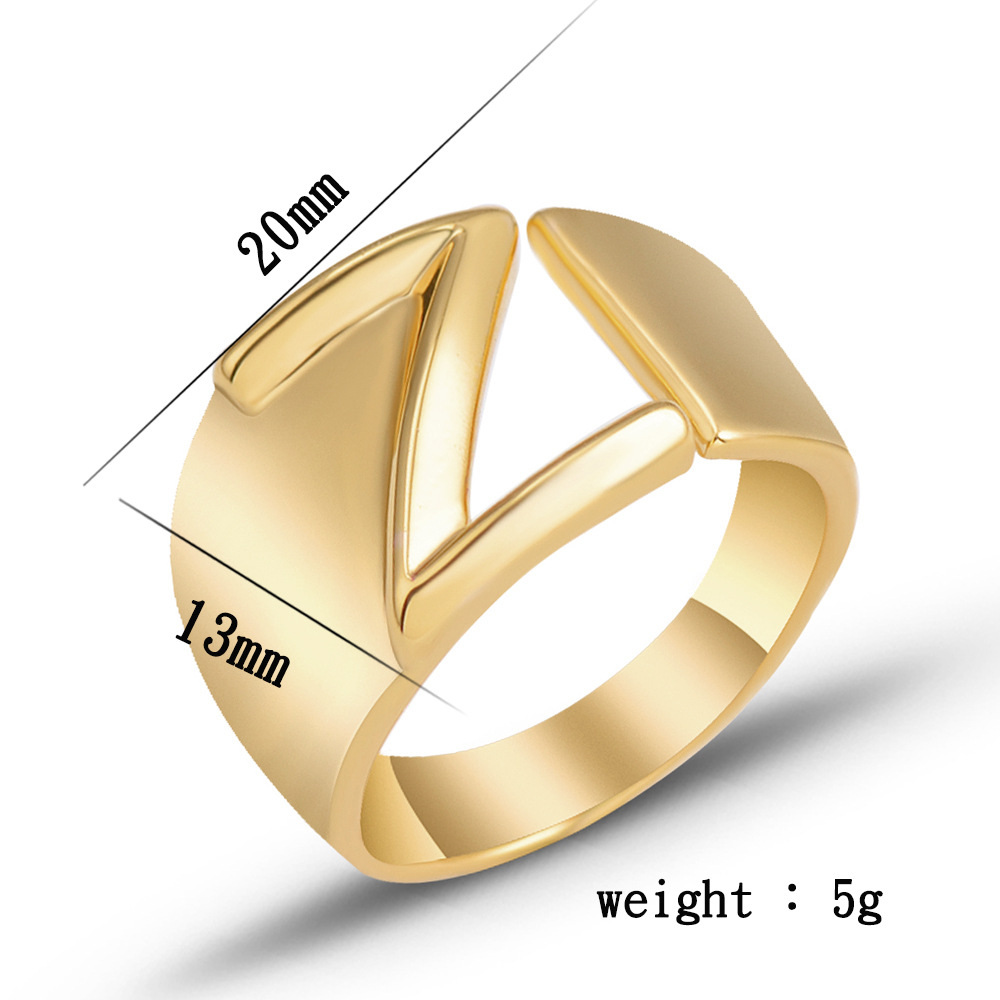 Capital English Letter Ring Female
