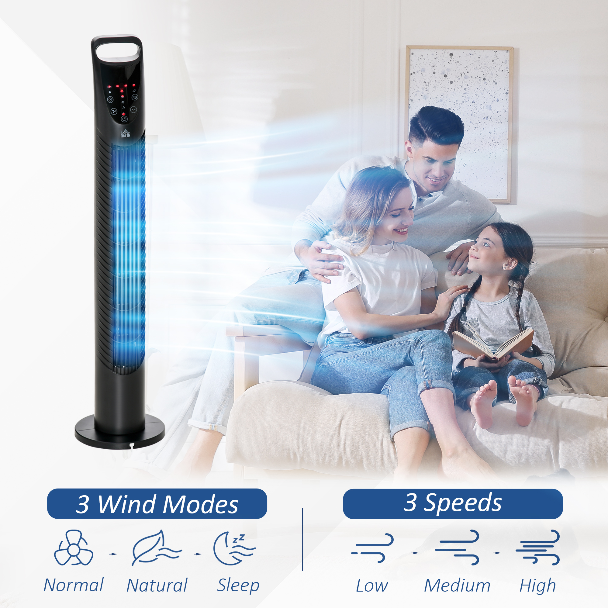 31 Oscillating Tower Fan With Remote Control, 7.5H Timer, 3 Speed 3 Modes, Electric Floor Standing Cooling Fan For Home Bedroom Office, BlackThis Product Is Prohibited From Sale On Amazon