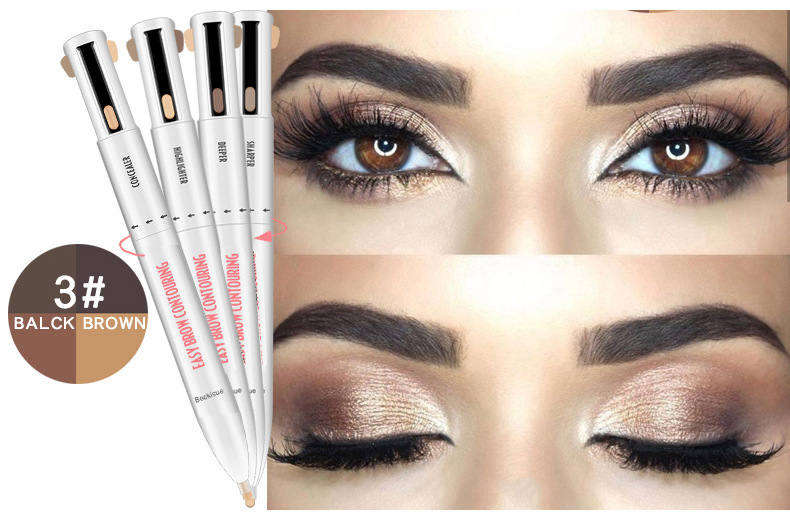 Popular Rotating Round Bead Eyebrow Pencil Four In One 3 Style - Shop at LoveMi