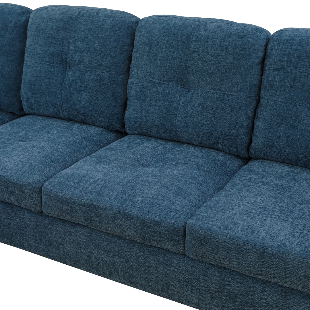 Pickup Only--Blue Flannel 3-Piece Couch Living Room Sofa Set