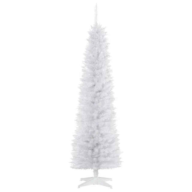 6 FT Christmas Tree Classic Tree Holiday Indoor Decoration, With Stable Plastic Base, White White - Shop at LoveMi