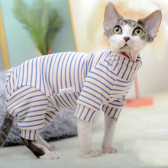 Derong Tummy Protection Four leg Sweater Purple Apricot Stripe - Shop at LoveMi