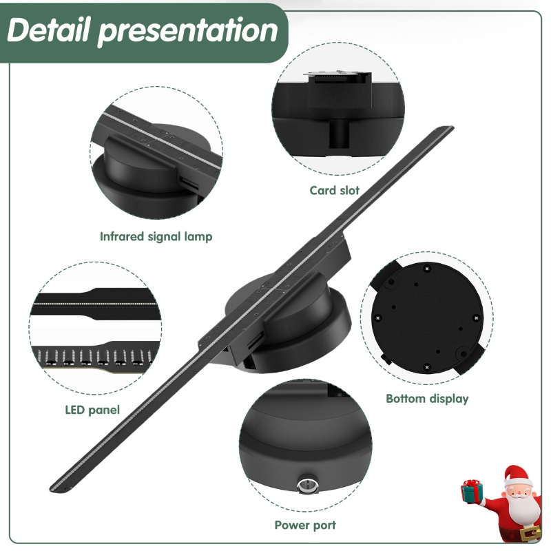 Wiilala 3D Hologram Fan 3D Circle App Hologram Advertising Display 224 Lights 16.5  WiFi Holographic LED Fan Creative Advertising Design Store Sign