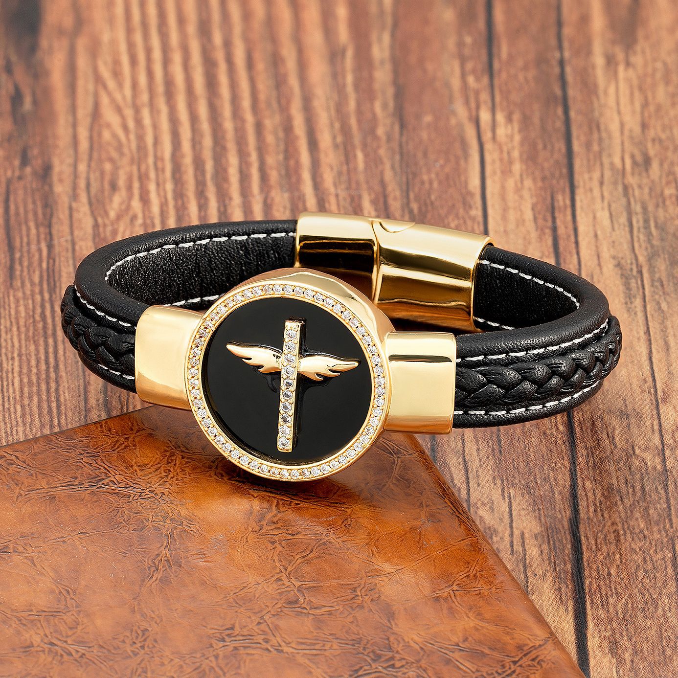 New Men's Round Stone Bracelet