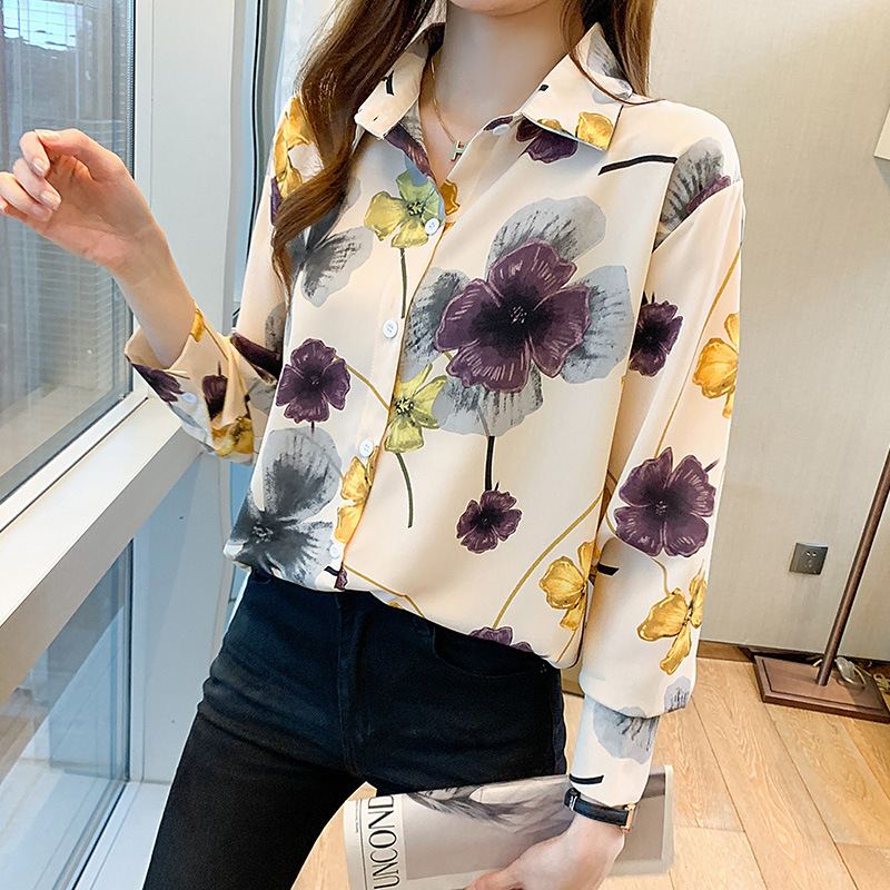 Title 1, Floral Small Shir Chiffon Shirt Loose Women