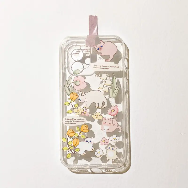 Garden Cute Cat Transparent Simple Phone Case