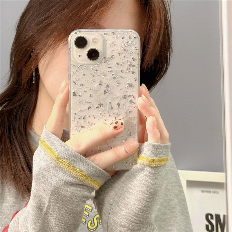 Ins Transparent Mobile Phone Case With Wind Gold And Tin Foil - Image 3