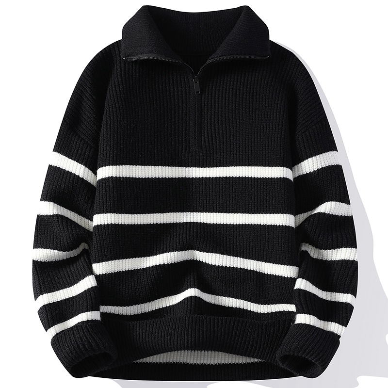 Lapel Fashion Sweater Striped Sweater - Image 8