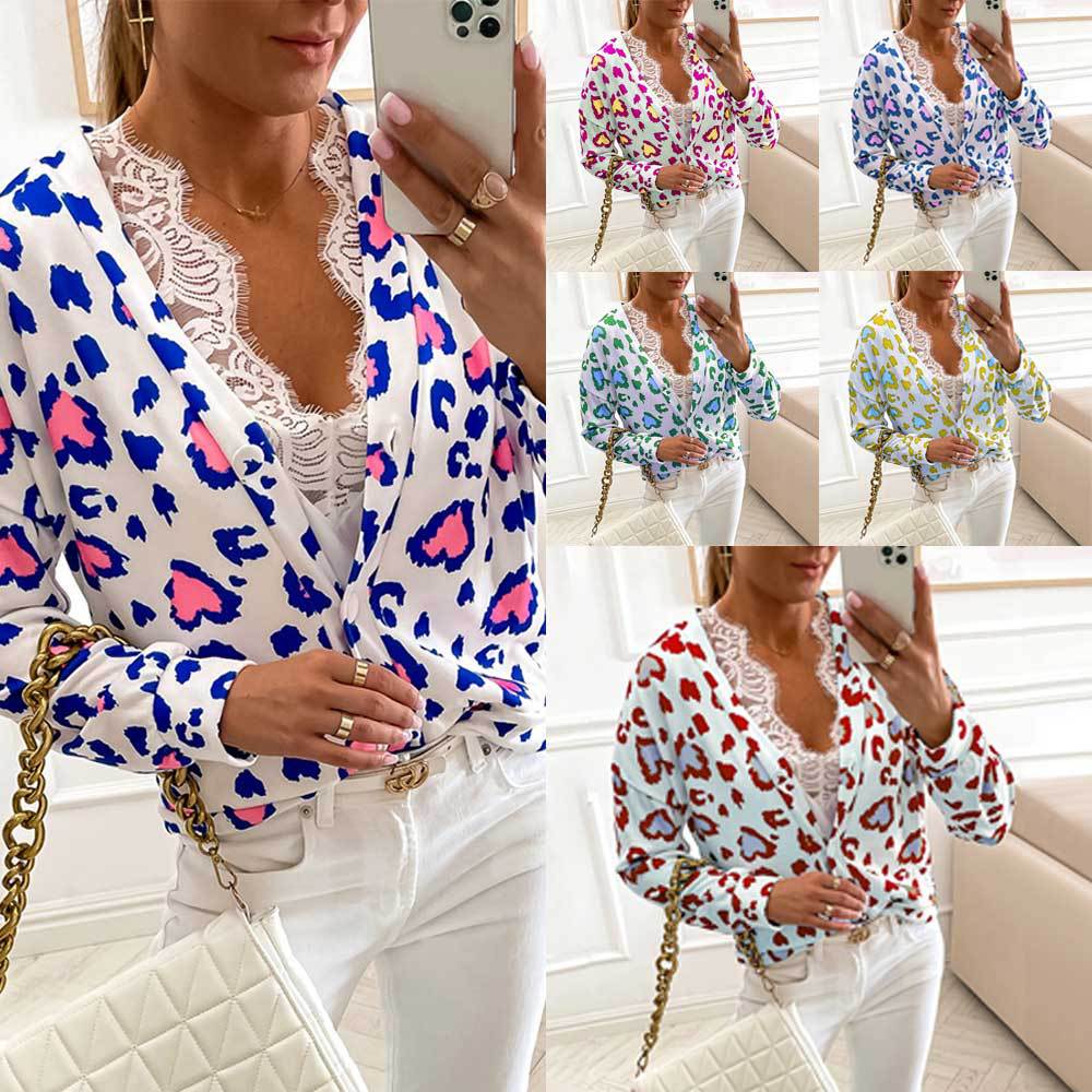 European And American Print Cardigan Single Breasted Long Sleeve Casual Ladies Top