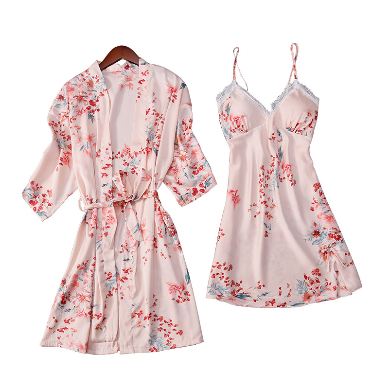 Title 3, Sexy Pajamas Printed Suspender Nightgown Set Wi...