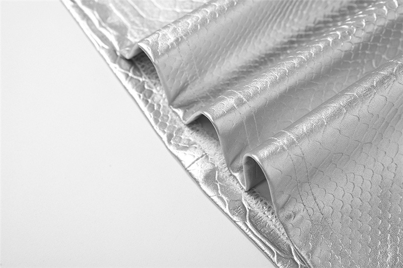 Shang PU Leather Snake Print High Waist Lace Up Skirt