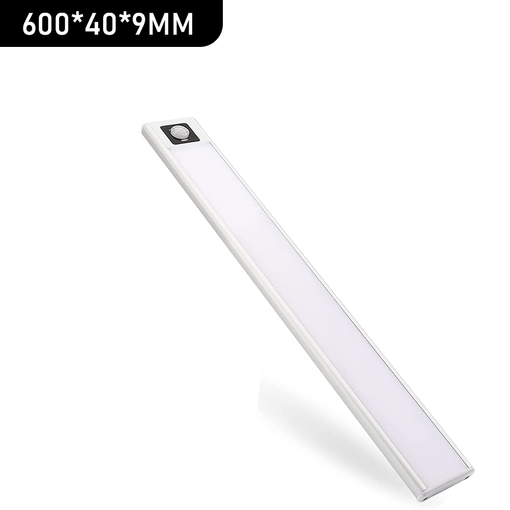 Wireless LED Closet Light PIR Motion Sensor USB Rechargeable Strip Cabinet Lamp  White 60cm