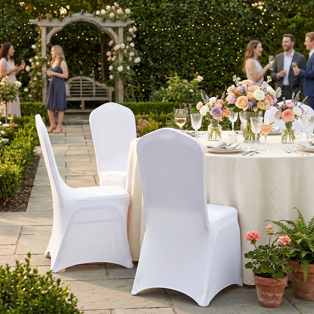 25-75PCS Stretch Spandex White Folding Chair Covers Gorgeous Formal — image 5