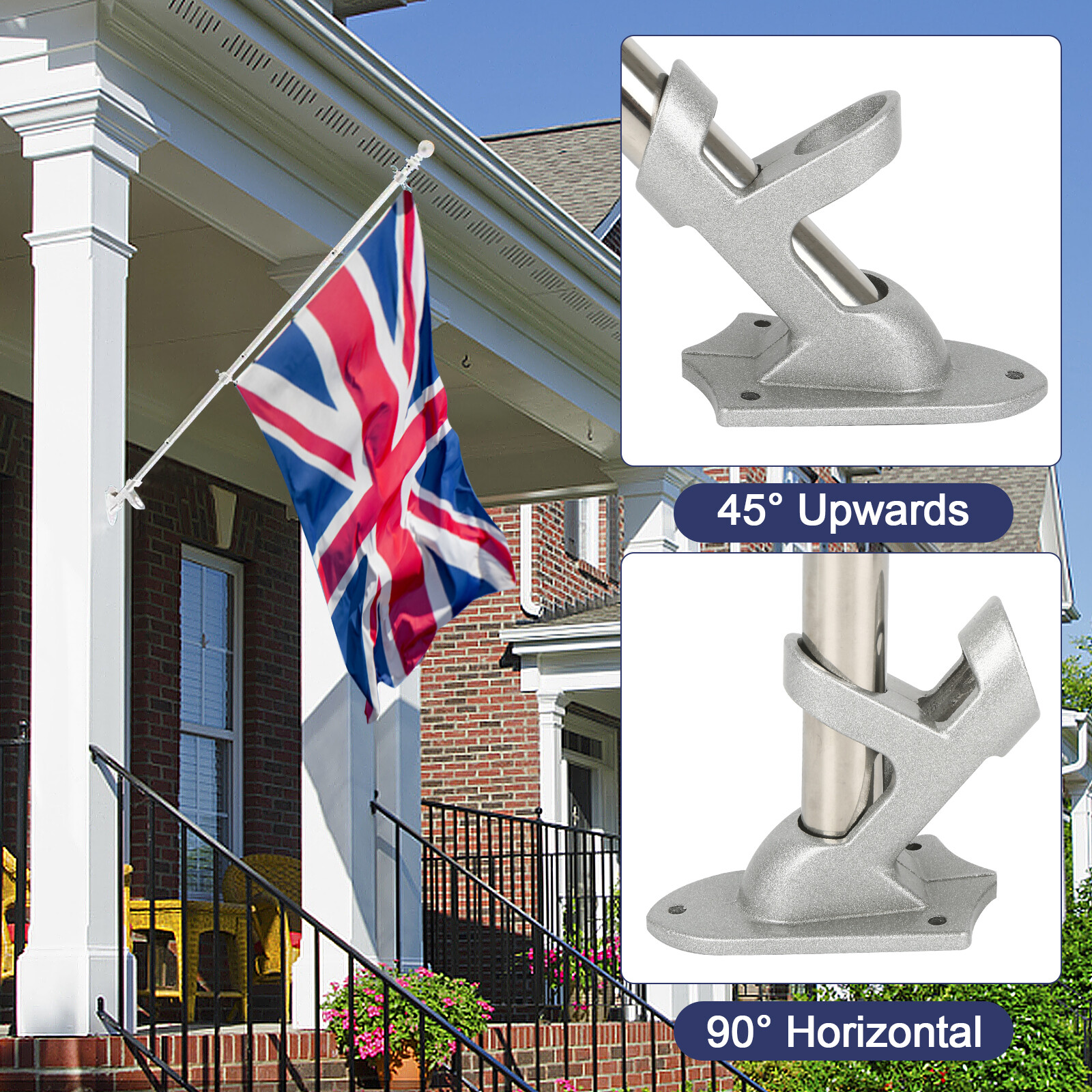 6ft Telescopic Flagpole Flag Pole Kit Outdoor Wall Mounted Mount Holder Set NEW — image 5